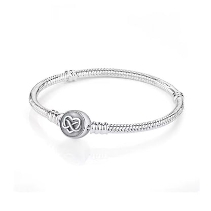 Original 925 Sterling Silver Bracelets Bangles Love Heart Clip Charms Beads Snake Chains for Women Rose Gold DIY Luxury Jewelry